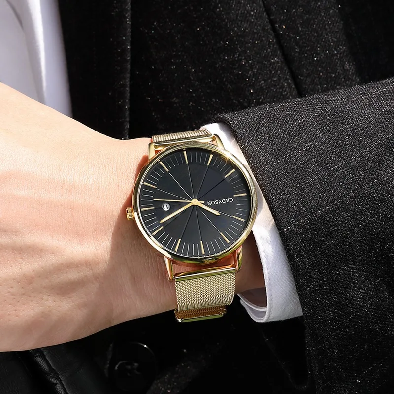 Ультра тонкие часы Мужские кварцевые наручные часы лучший бренд класса люкс повседневные стальные сетчатые водонепроницаемые часы с датой мужские часы