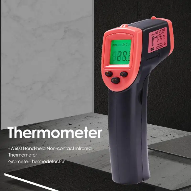 HW600 цифровой инфракрасный термометр Ручной бесконтактный Тип Поддержка данных ЖК-подсветка измеритель температуры пирометр