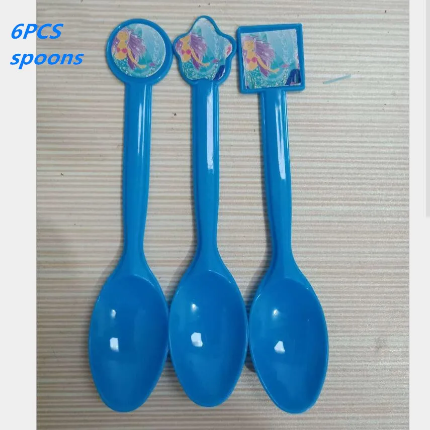 10 шт./партия, коробки для конфет русалки, цветные подарочные коробки с бантом и хвостом русалки, спрос среди детей, подарочные пакеты и упаковочные материалы для свадебной тематики - Цвет: 6pcs spoon