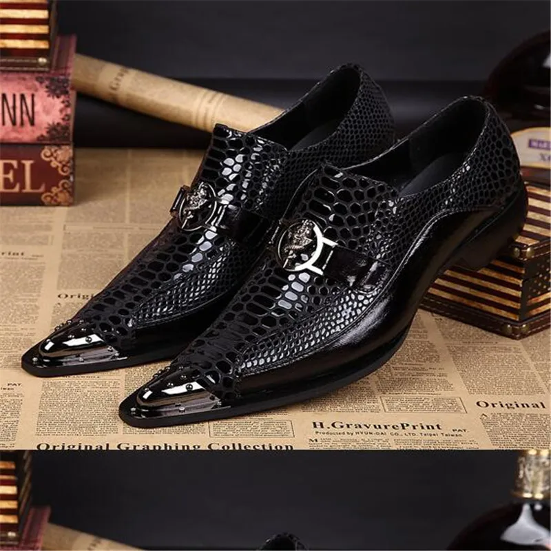

Luxury Handmade Mens Shoes Oxford Leather Shoes Pointed Toe Split Fish Scales Pattern Business Dress Shoes Party Wedding