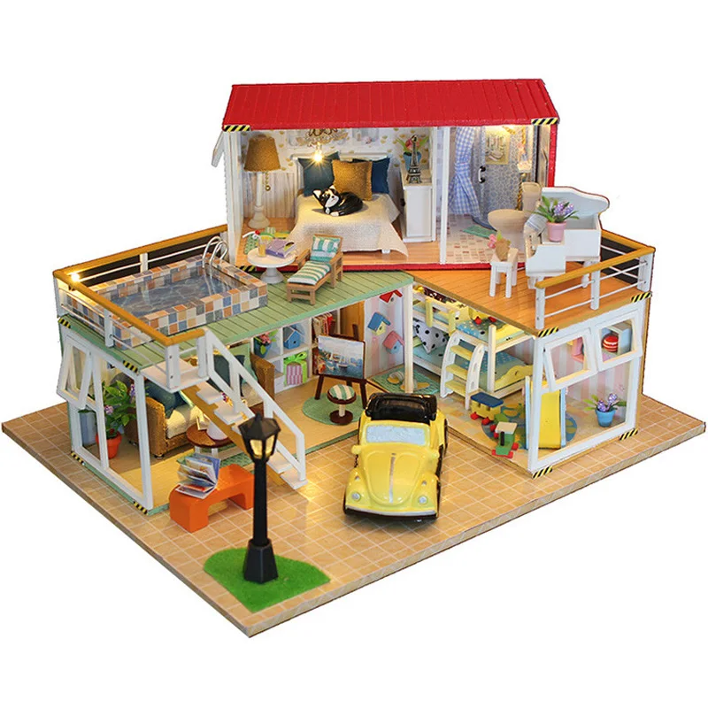 Roombox миниатюрный DIY кукольный домик с деревянная мебель для дома игрушки для детей на день рождения рождественские подарки