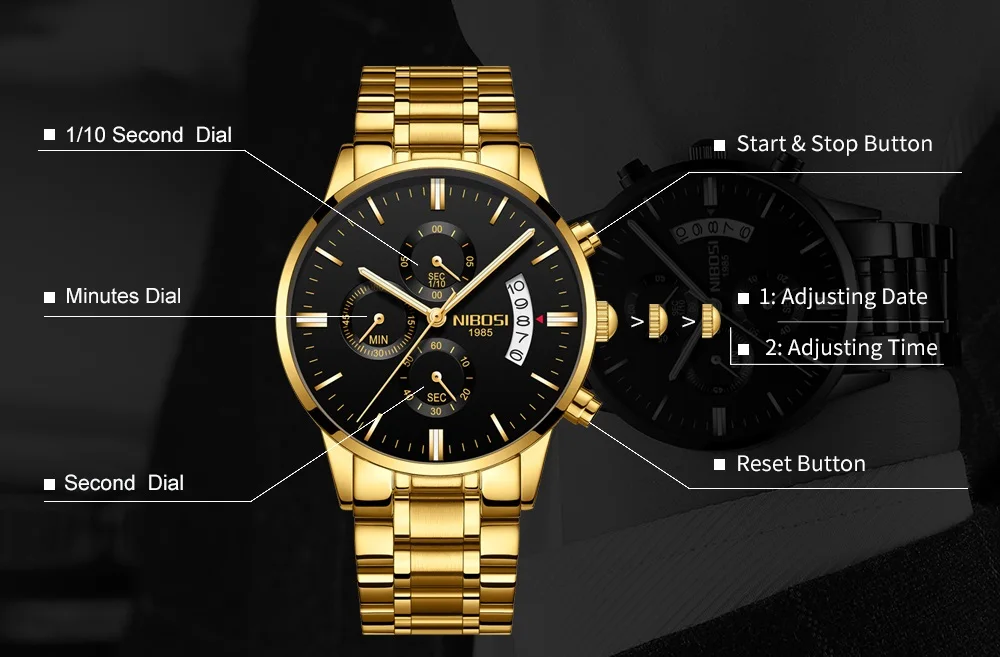 NIBOSI Relogio Masculino Luxury Men Watches Top Brand Men's Quartz Clock Waterproof Sports Chronograph Wristwatches Montre Homme