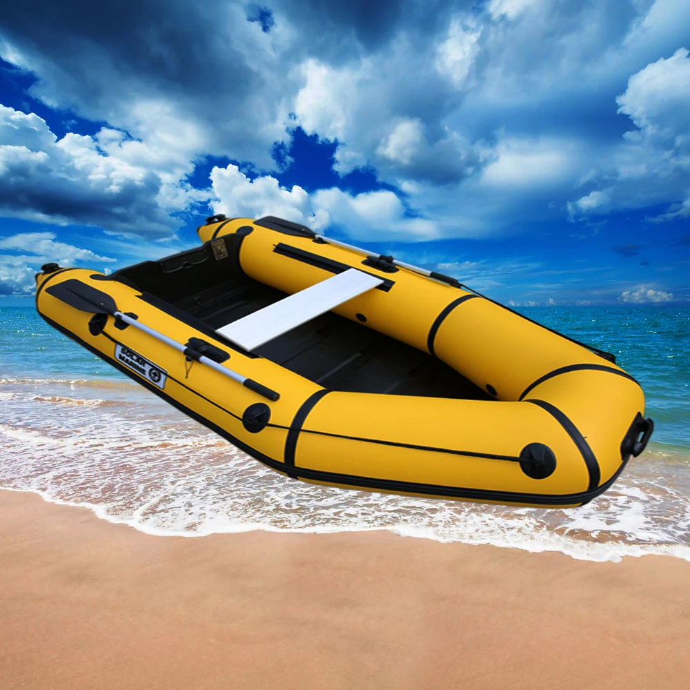 SolarMarine PVC Inflatable Assault Boat Speed Kayak Dinghy Canoe with Wooden Floor Accessories 3Person 0.9mm Fishing for the Sea
