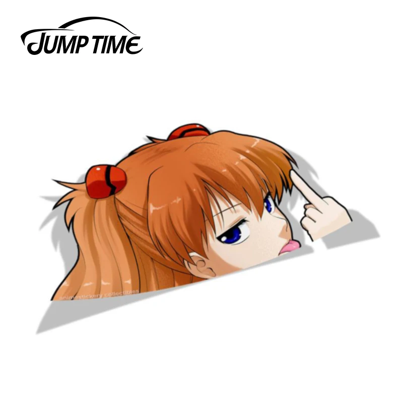 Время прыжков 13 см x 8,3 см Evangelion Asuka Langley большая голова аниме наклейки для автомобиля Waifu наклейки для стайлинга автомобилей Аксессуары для мотоцикла и автомобиля