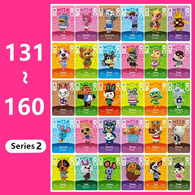 Croxxing-tarjeta de animales Ntag215, juego de Serie 2 para NS Switch 3DS, etiqueta de tarjeta NFC, popular, 131 ~ 160