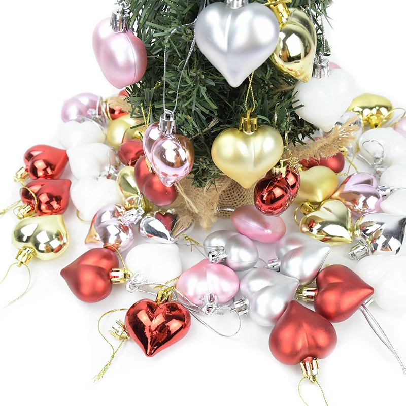12pcs/lot Glitter Heart Star Pendant Christmas Tree Hanging Accessories Home Decorations DIY Christmas Festival Party Ornament christmas decorations