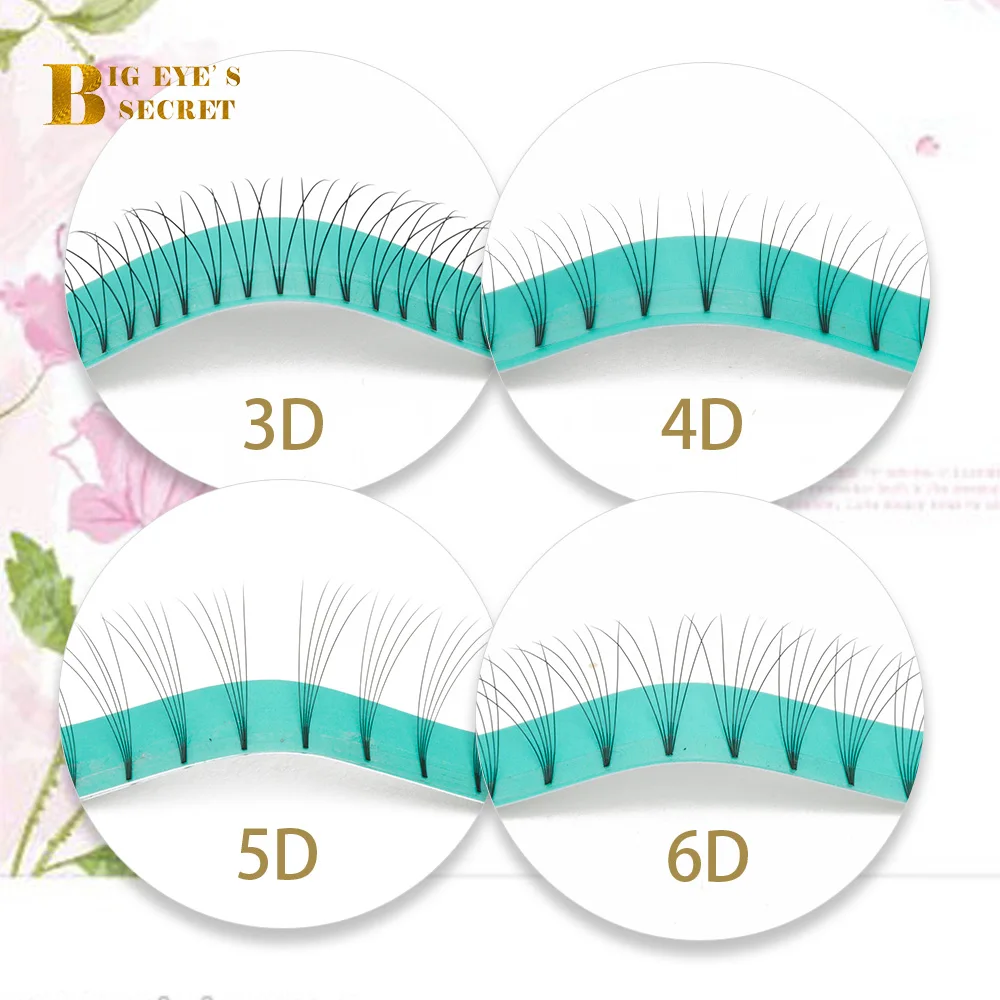 

Big eye's secret 3D-6D Premade Volume Fans Short Stem False Lashes Silk Individual Handmade Natural Mink Eyelash Extension