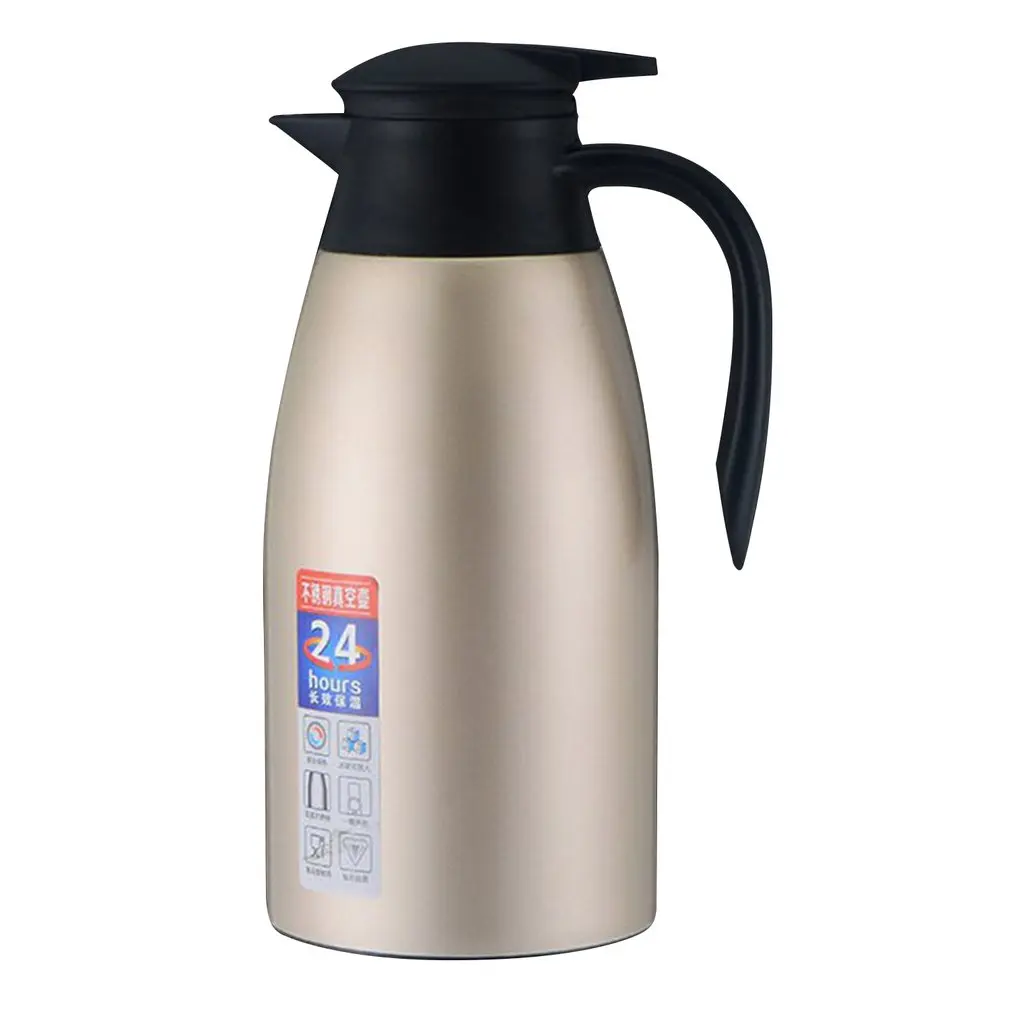 201 Vacuum Gold 2L вакуумная колба из нержавеющей стали кофе горячих напитков контейнерный горшок двойной изоляции термос бутылка с чайником герметизирующая пробка - Цвет: 201 Vacuum Gold