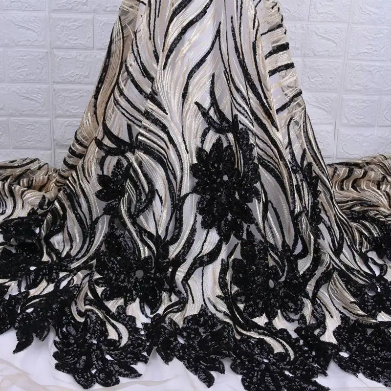 Высокое качество африканская кружевная ткань с блестками французская Чистая Вышивка Тюль кружевная ткань для нигерийских свадебных платьев S1737 - Цвет: As Picture 7