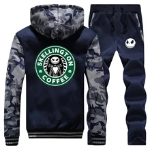 *#Best Price 2019 Winter Jacket Warm Suit Mens Thick Fleece Hoodies Jack Skellington Coffee Streetwear Men Sweatshirt+Sweatpants 2 Piece Sets *#Best Price 2019 Winter Jacket Warm Suit Mens Thick Fleece Hoodies Jack Skellington Coffee Streetwear Men Sweatshirt+Sweatpants 2 Piece Sets