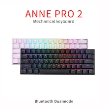 Anne Pro2 Mini Draagbare 60% Mechanische Toetsenbord Draadloze Bluetooth Gateron Mx Blauw Bruin Schakelaar Gaming Toetsenbord Afneembare Kabel