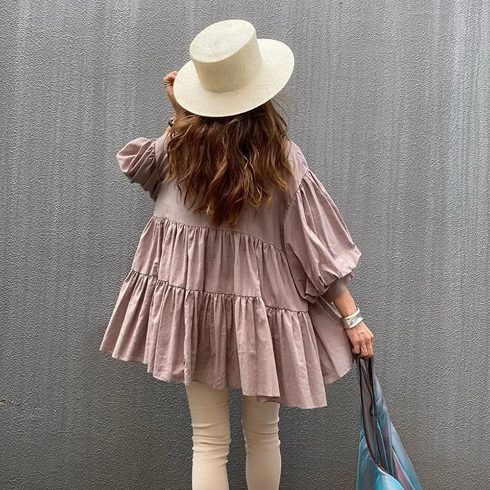 Japanese Fresh Ladies Blouse Loose Casual Street Wear Shirts Korean Style Solid Women Tops 2020 Fall Fashion Nine Points Sleeve