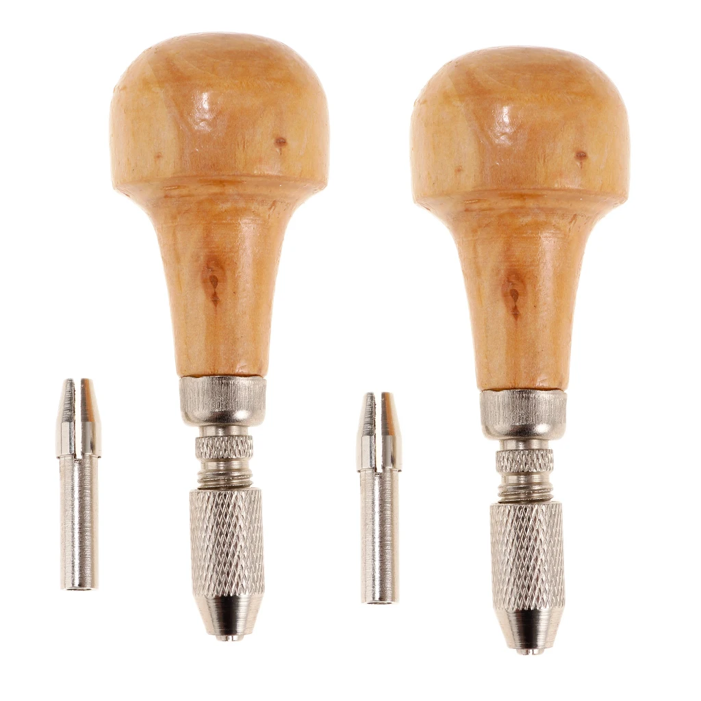 2 Sets Jewelers Pin Vise Bead Drill Bits with Wooden Handle Watches Tool