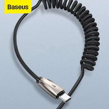

Baseus USB Type C Cable LED Cable Type-C forHuawei P30 Samsung S9 S10 Fast Charging Cable Car Cable Retractable USB Wire Cord