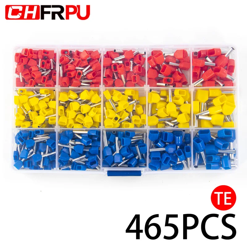 

465PCS Quick Wiring Wire Connector cold pressed end double line tube shaped insulated tubular terminal DIY boxed