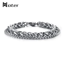 Noter мужской браслет-цепочка из нержавеющей стали, двойной слой, 3 мм, 8 мм, скрученная цепочка, мужской браслет, ювелирные изделия для кемпинга, Pulsera Hombre