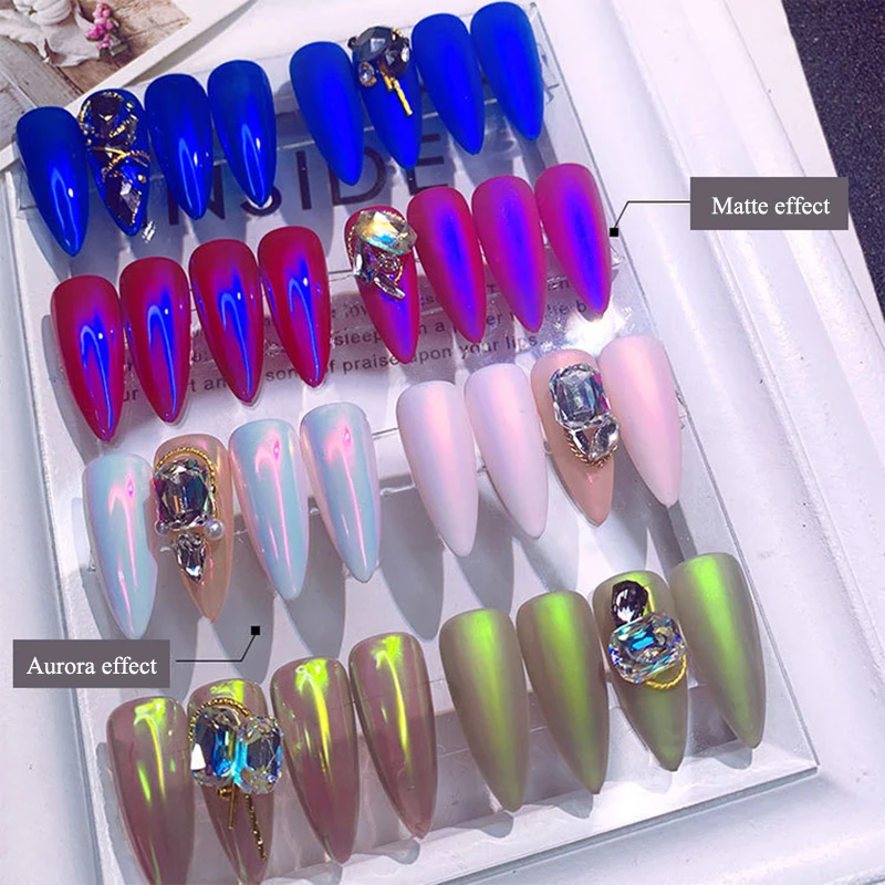 1g/box Transparent Nail Glitter Mirror Aurora Neon Powders Dust Chameleon Nail Art chromium Pigment Dipping Powder Decoration