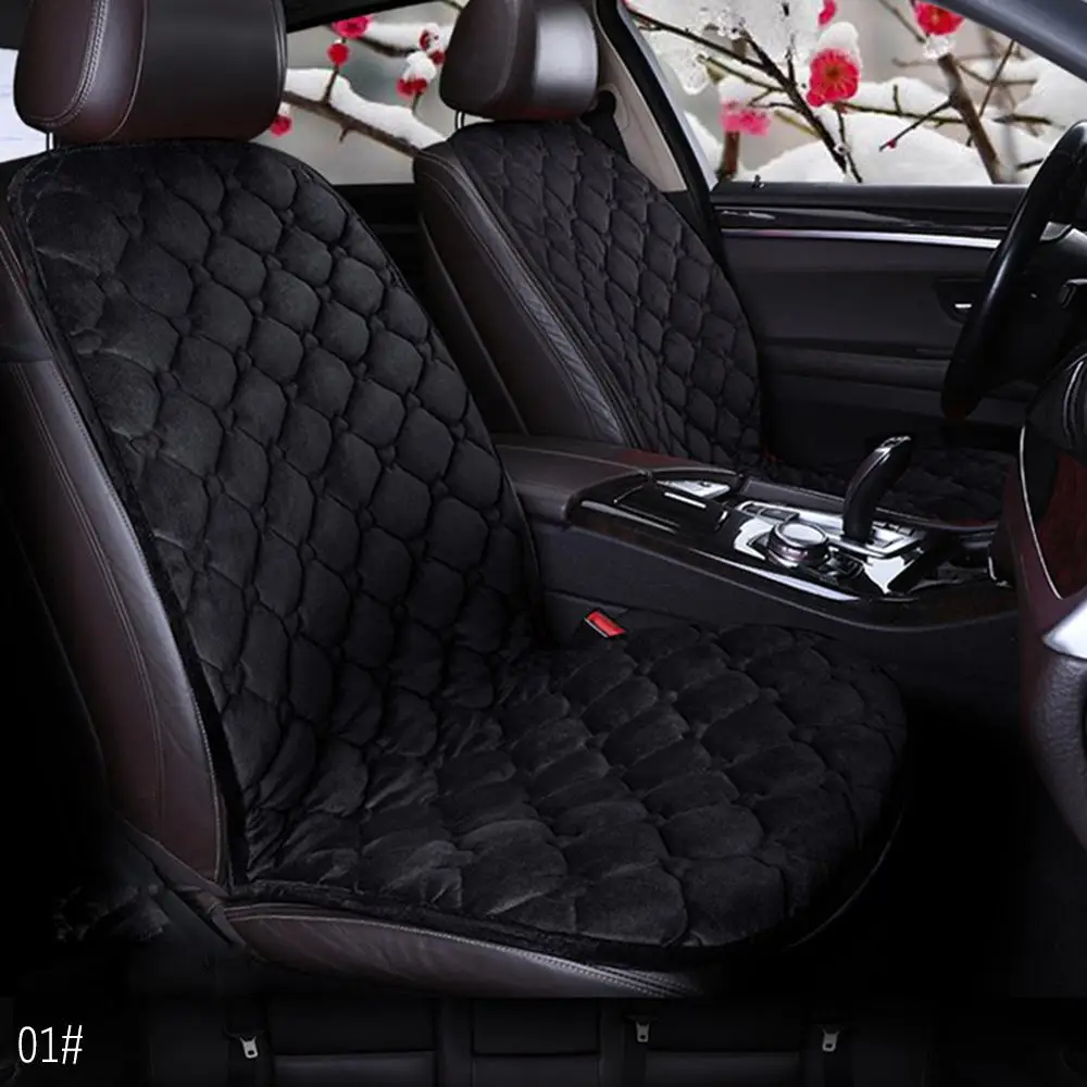 Car Seat Cover Velvet Seat Cushion Winter Warm Universal Front Rear Back Chair Seat Pad for SUV Vehicle Auto Car Seat Protector - Название цвета: Black With Backrest