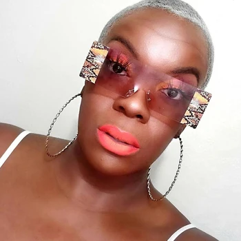 

QPeClou 2020 New Oversized Square Sunglasses Women Fashion Snakeskin One Piece Sun Glasses Female Sexy Pattern Shades Oculos