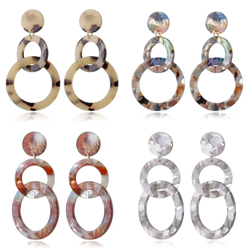 Модные разноцветные Леопардовый цвет акриловый Висячие серьги для женщин из