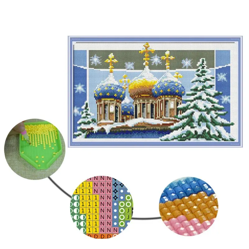 Christmas Castle DIY Full Drill Diamond Painting Embroidery Cross Stitch Kit Rhinestone Home Decor Art Craft 634E