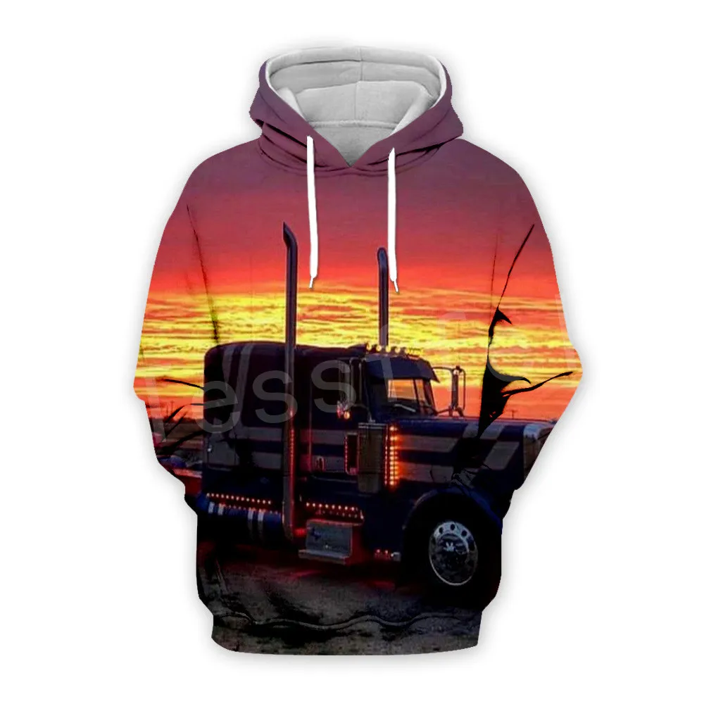 hoodies Tessffel грузовик водителя грузовика пуловер спортивный костюм Новая мода Crewneck MenWomen 3D печатных толстовки/молнии/куртки S-3 - Цвет: hoodies