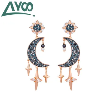 

AYOO High Quality Ocean Star Moon Star Earringsmoon earrings jewelry Black Temperament Women's Earrings Free Shipping