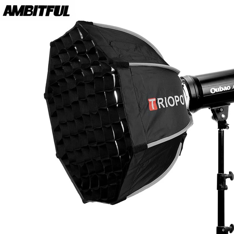 

Triopo 55cm 65cm 90cm Photo Portabe Bowens Mount Octagon Umbrella Softbox with Honeycomb Grid Outdoor Soft Box for Studio Strobe