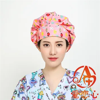 

Promotion pack doctor scrub caps women's surgical hats with sweatband inner for women clinic workwear cap long hair cotton 2018