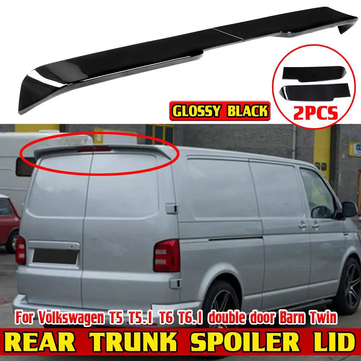 

High Qiality 2x Car Rear Spoiler Lip Wing For Volkswagen For VW T5 T5.1 T6 T6.1 Double Door Barn Twin Rear Trunk Spoiler Lip