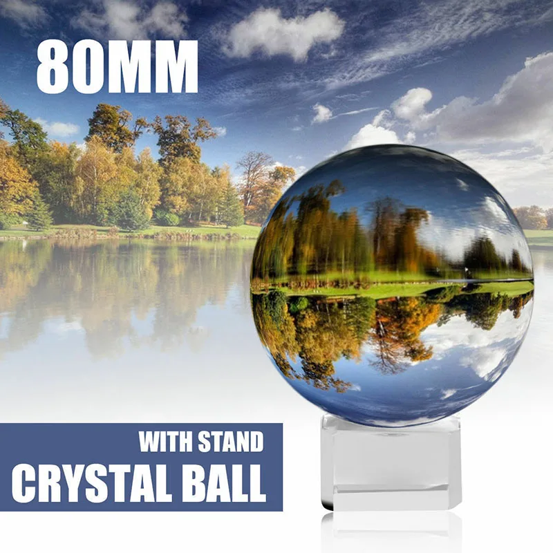 80mm Прозрачный шар с подставкой декоративный аксессуар Волшебная фара шар из стекла BM88 - Цвет: 80mm