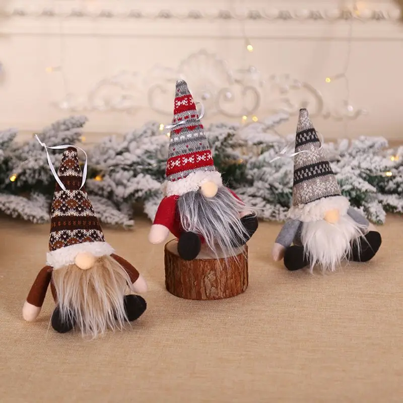 Счастливого Рождества длинная шляпа шведский Санта гном плюшевая кукла орнамент подвесная Рождественская елка игрушка праздничный Декор для дома Вечерние