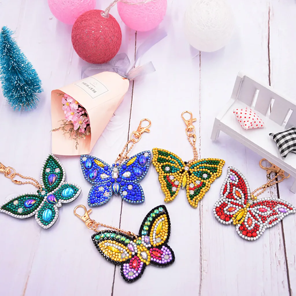 5D DIY Алмазная картина брелок мода мультфильм милый бабочка брелок ручной работы Алмазная инкрустация сумка