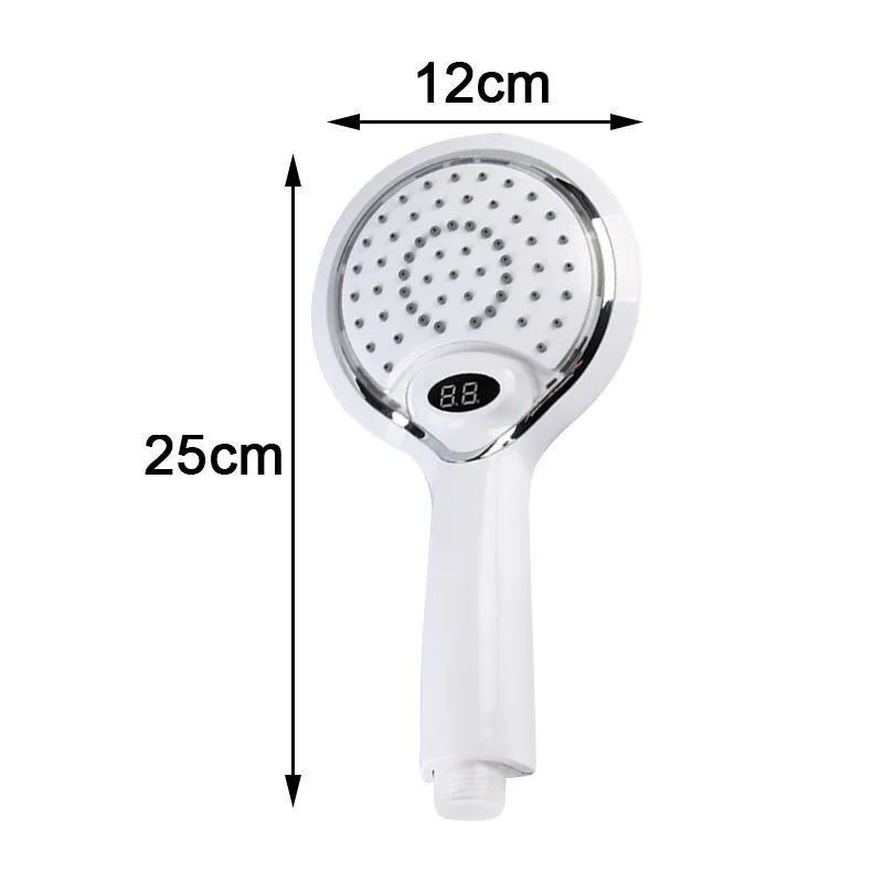 LCD Digital Handheld Bathroom New Material ABS Shower Spray Head with 3 Colors Lighting LCD Digital Shower Spray Head