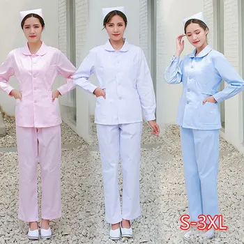 

Nurse Uniform Women New Doll Collar Medical Work Wear Pharmacy White Coat Doctor Costume Female Hospital Work Wear