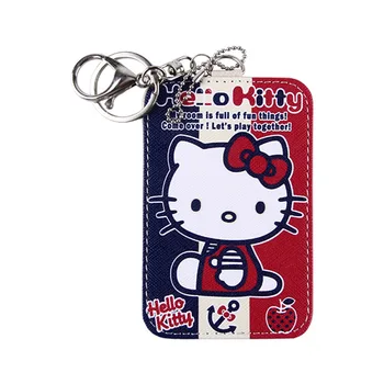 

Cartoon Kids Leather Card Holder With Key Chain Neck Strap Card Bus ID IC Holders Protection Cover Students Girl Bus Card Case