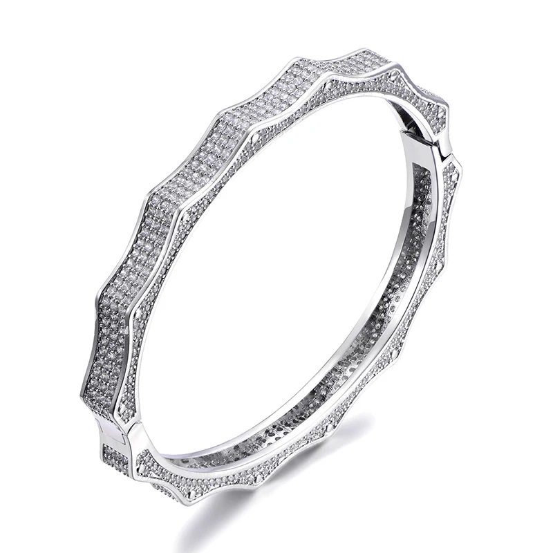 silver US7 Iced Out многоугольные браслеты для мужчин и женщин индивидуальный микро проложили кубический циркон браслет хип-хоп модные ювелирные изделия - Окраска металла: silver