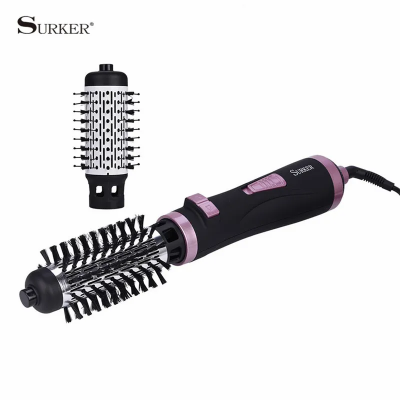 

2 In 1 Automatic Rotating Brush Hot Air Styler Comb Straightening Curling Iron Roll Styling Brush Hair Dryer Blow With Nozzles