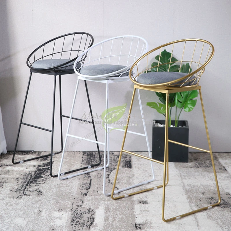 38%Modern Bar Stool Wrought Iron gold Chair Seat Furniture Beauty High Modern Dining Leisure | Мебель