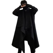 Зимнее мужское длинное пальто Тренч оверсайз шерстяное пальто флисовая парка с капюшоном Owen вечерние DJ одежда для улицы