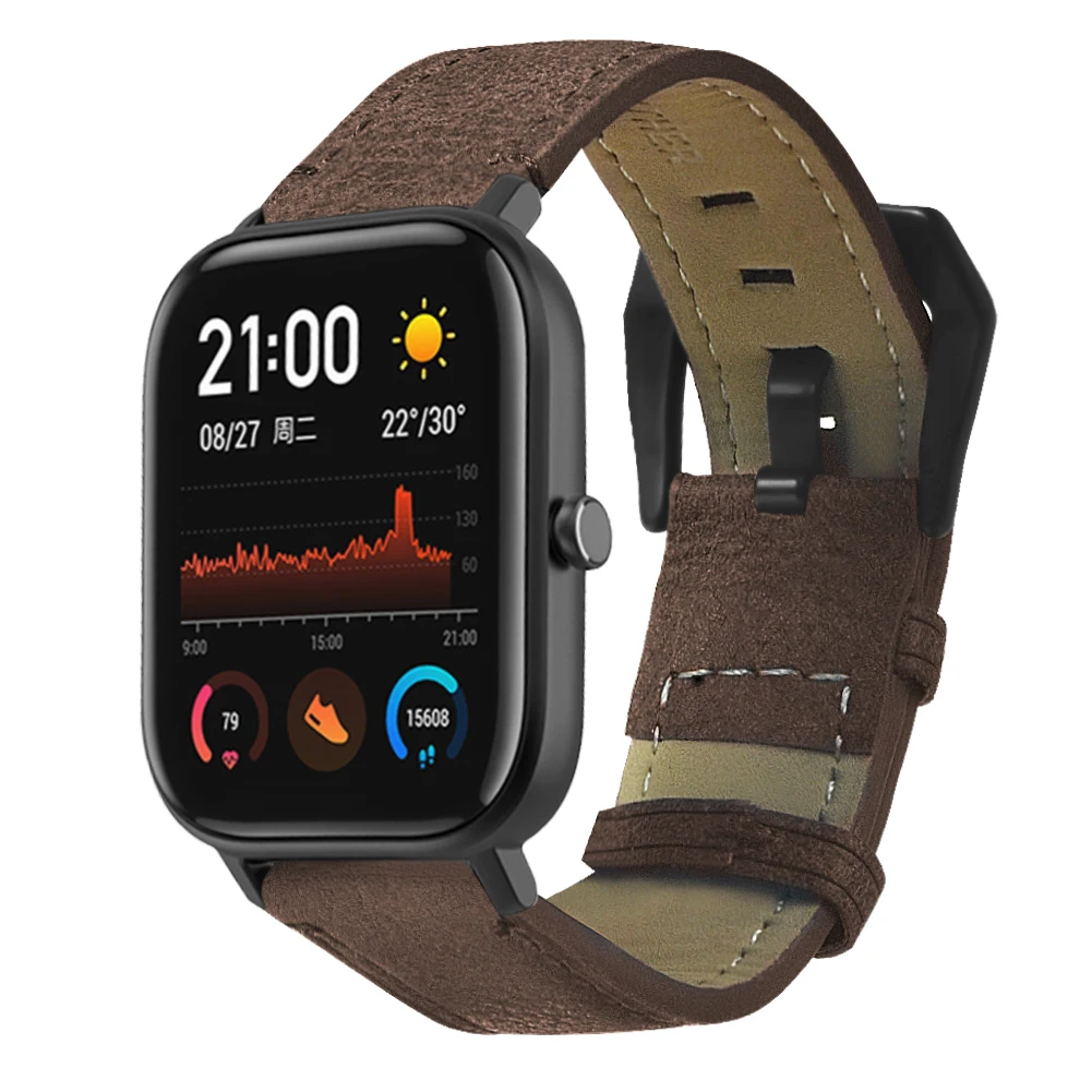 Для Amazfit GTS ремешок 20 мм модный винтажный кожаный ремешок ручной работы из натуральной кожи для браслета Amazfit GTS