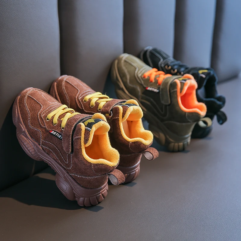 New Winter Kids Sport Sneakers Children Chunky Sneakers Baby Girls Genuine Leather Shoes Boys Brand Casual Sneakers Trainers