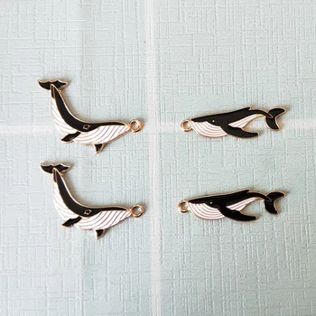 

10pcs Cute Shark Whale Enamel Charms Drop Oil Cartoon Ocean Fish Alloy Charm Pendants Fit Earring Bracelet Jewelry DIY Accessory