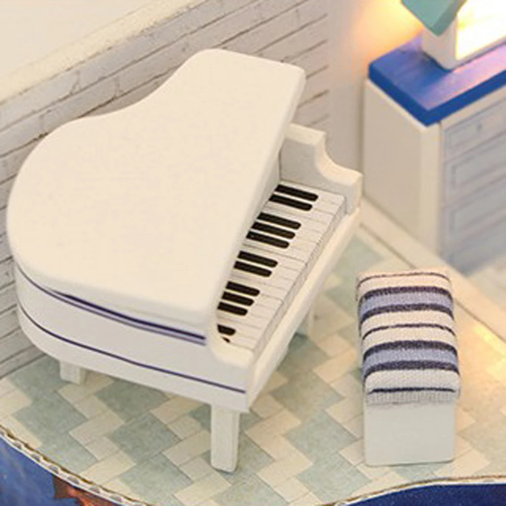 1:24 DIY Miniature Wooden Dolls House Furniture LED Light Kit, 3D House Puzzle Dollhouse Model Kits – The Sound of the Sea