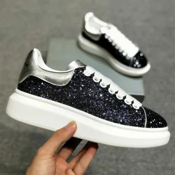 

Brand women's shoes sequins leather casual shoes wild breathable ladies white shoes outdoor women's shoes Calzado deportiv