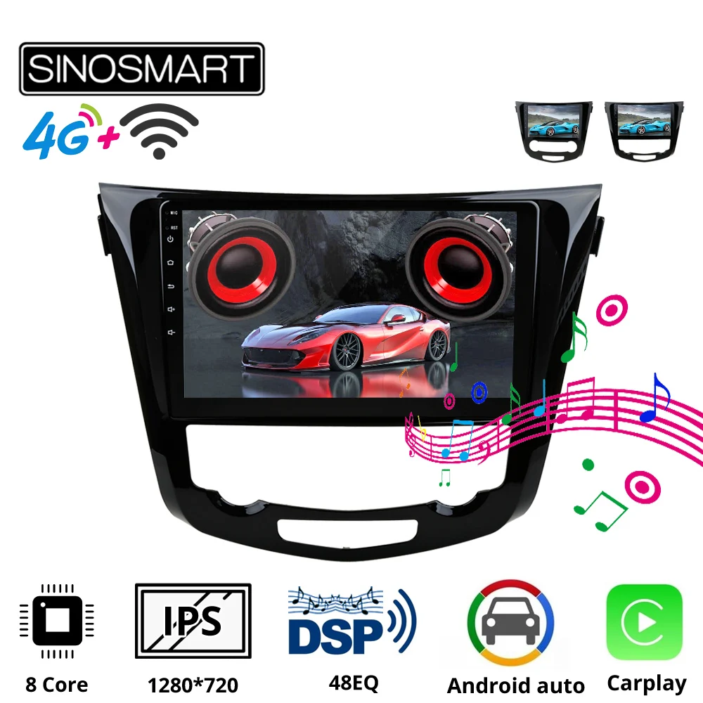 SINOSMART 8 Core CPU DSP Car Navigation GPS Player for Nissan X-trail/Qashqai/Rogue/Dualis 2013-2021 Support Factory OEM Camera