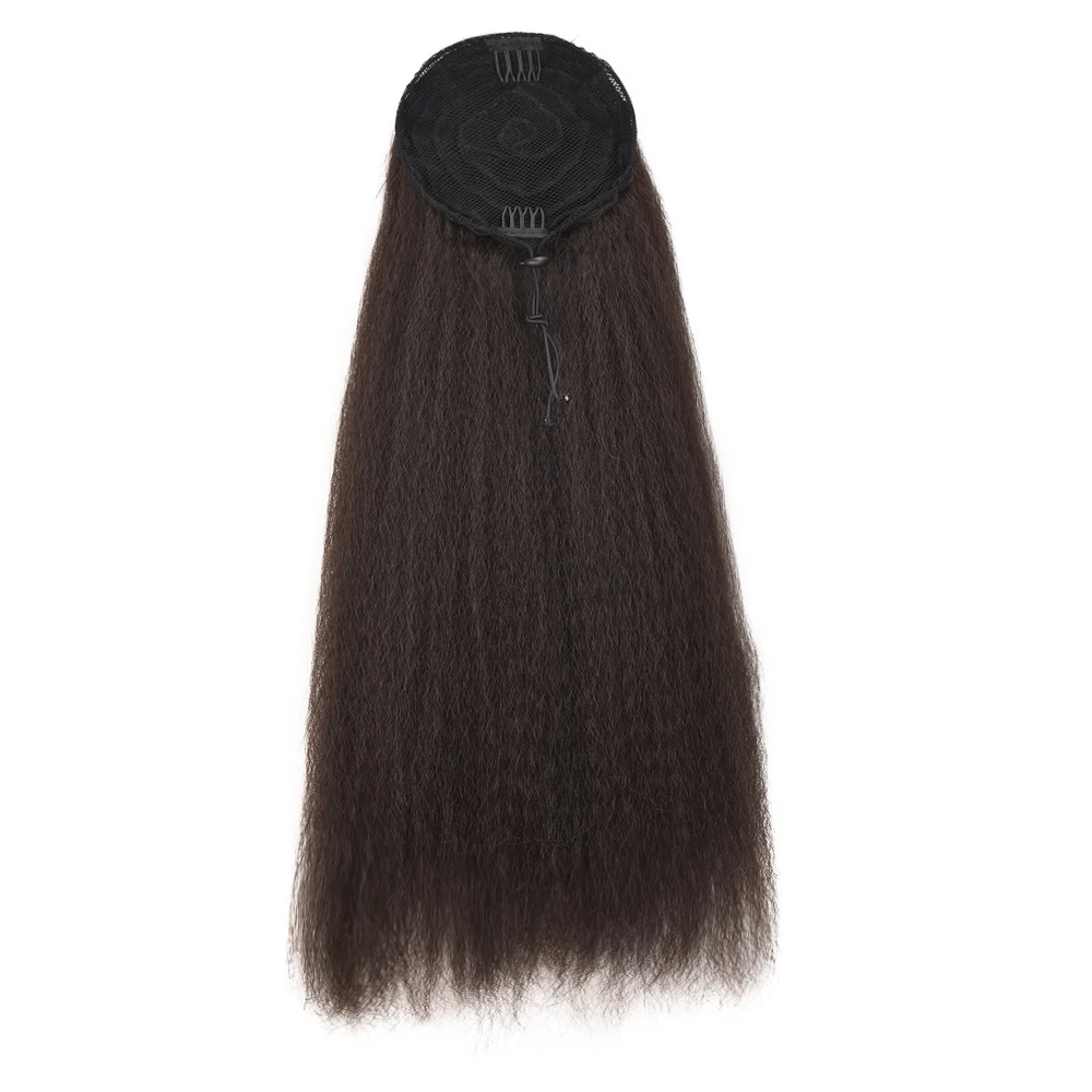 Синтетические афро кудрявые косички волосы кусок с зажимом и шнурком для девушек и женщин накладные волосы клип конский хвост расширение - Цвет: #4