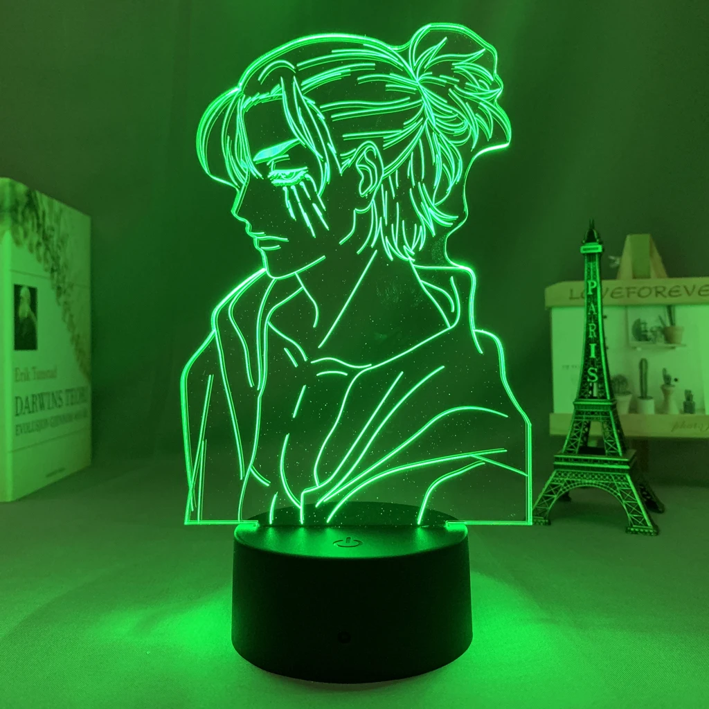 Anime Light Attack on Titan 4 Eren Yeager Figure for Bedroom Decor Night Light Kids Birthday Gift Shingeki No Kyojin 3d Lamp AOT