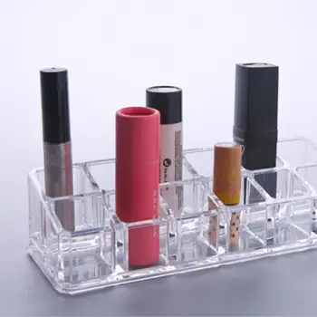 

12 Grids Makeup Organizer Nail Polish Cosmetics Box Desktop Storage Transparent Lipstick Holder Display Stand