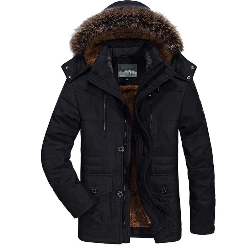 Newly Men Winter Coats Jackets Warm Windproof Thicken with Detachable Hood for Outdoor SD669